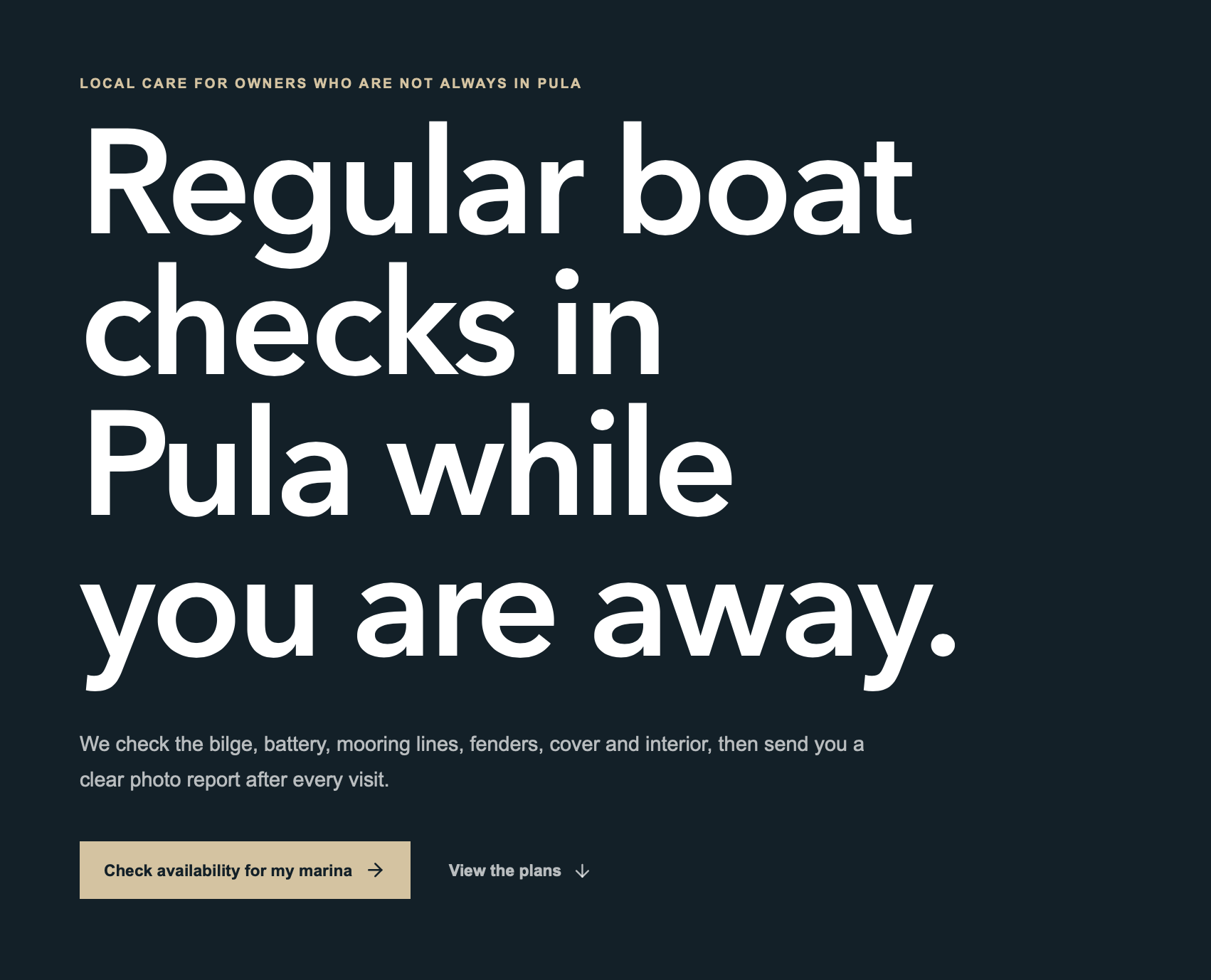 Naslovnica trojezičnog weba Boat Care & Check Pula